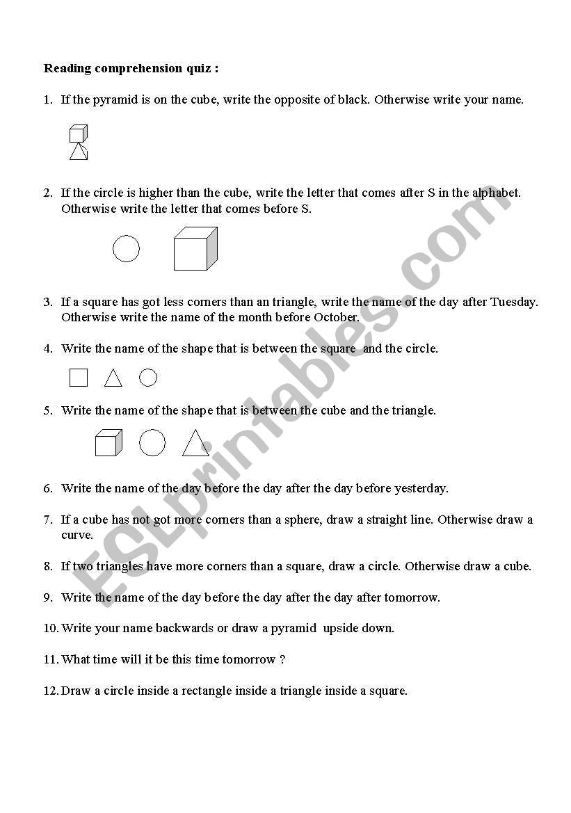 check your reading skills worksheet