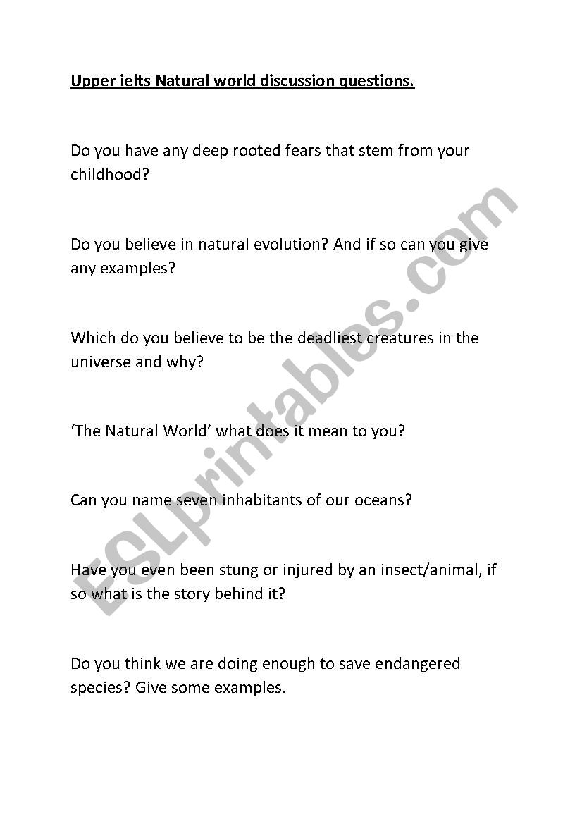 Natural world speaking/discussion