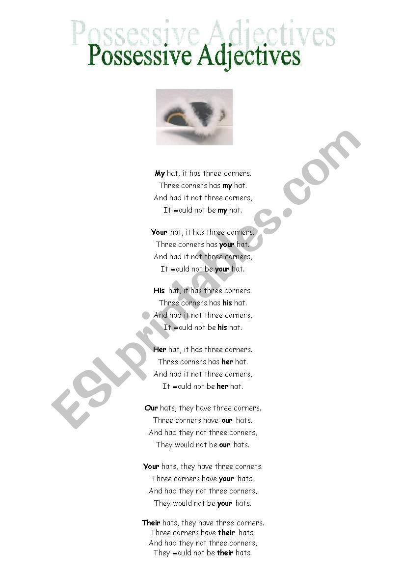 possessive-adjectives-song-esl-worksheet-by-nuno-miguel