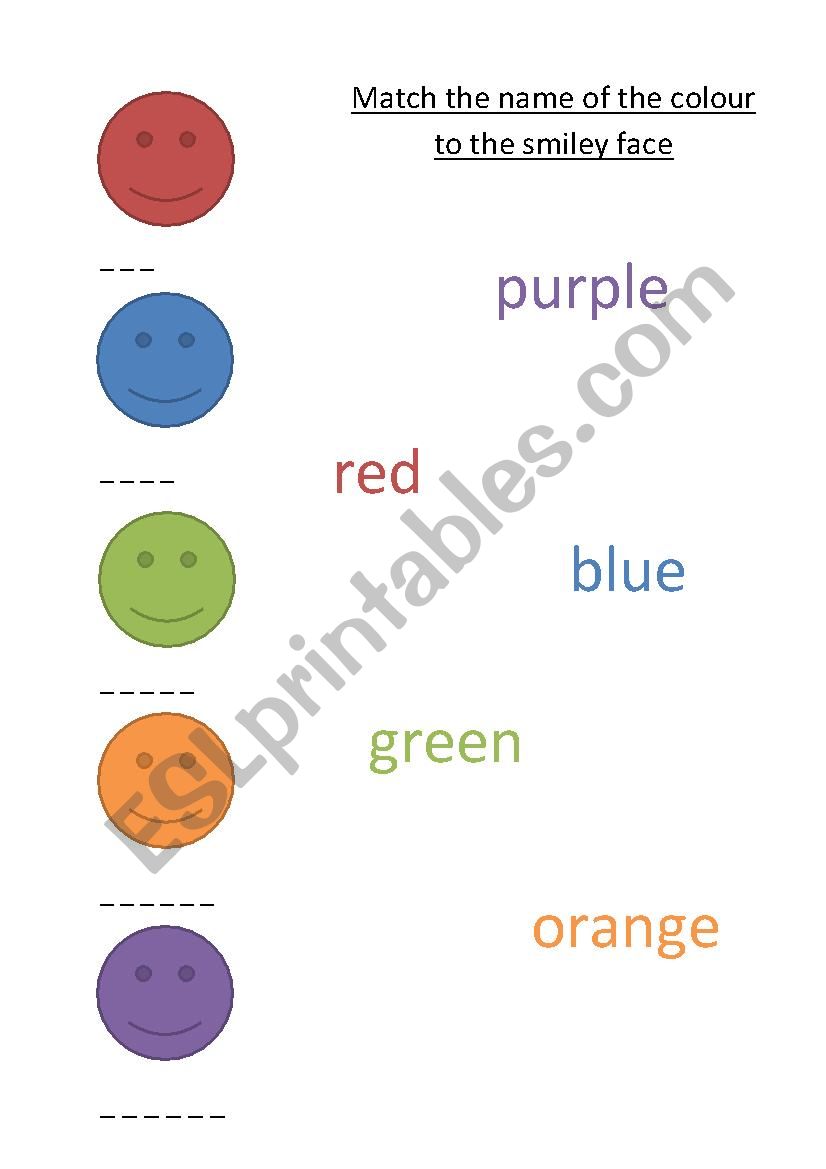 Colour matching faces worksheet