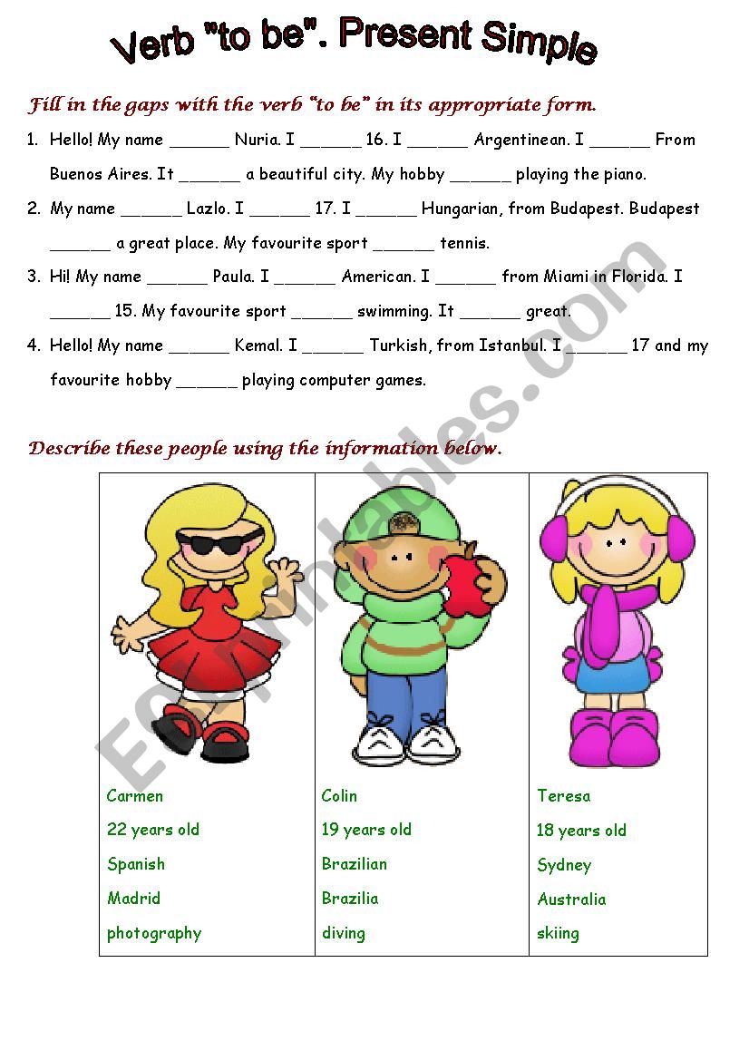 Present Simple Verb To Be ESL Worksheet By Ladan22