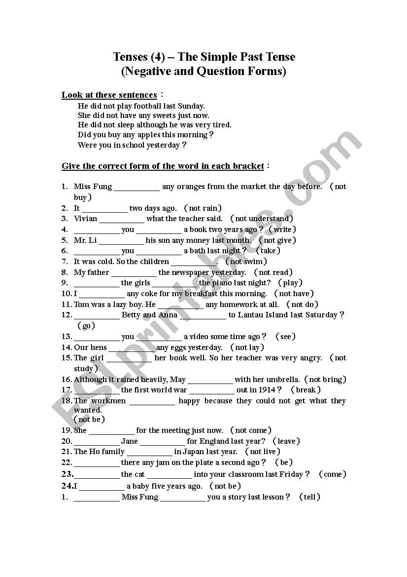 Simple Past Tense worksheet