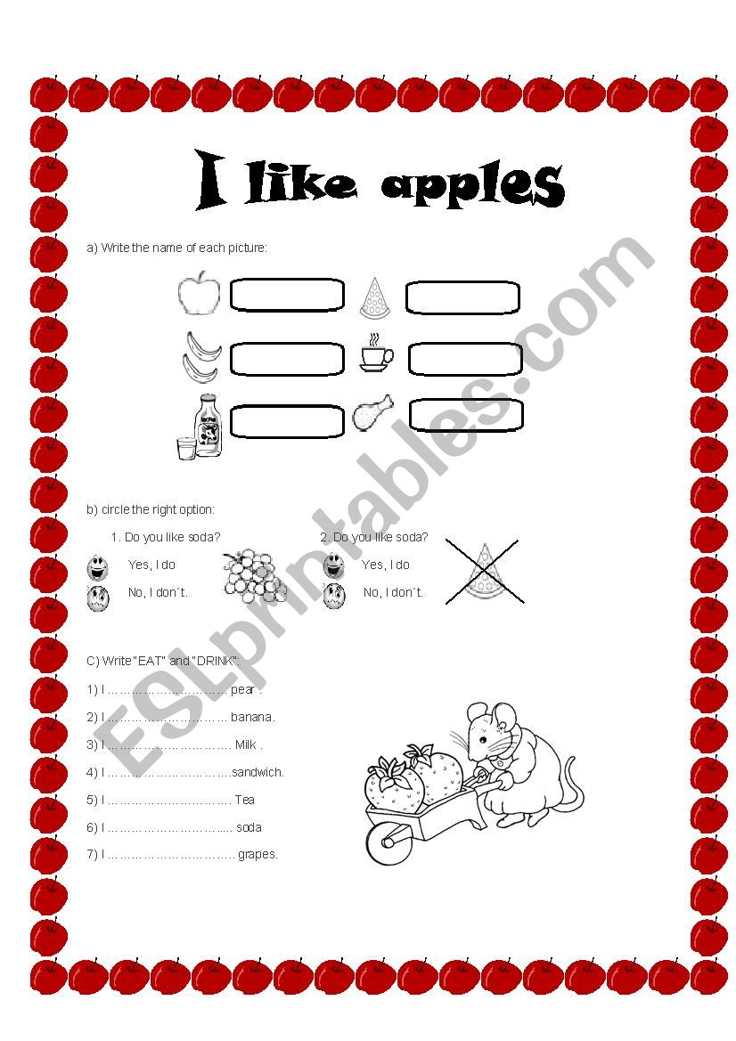 I  like apples worksheet