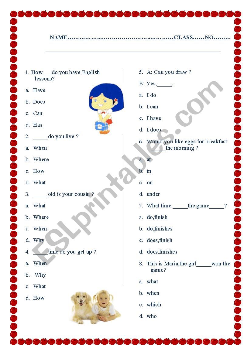 BASIC ENGLISH TEST worksheet