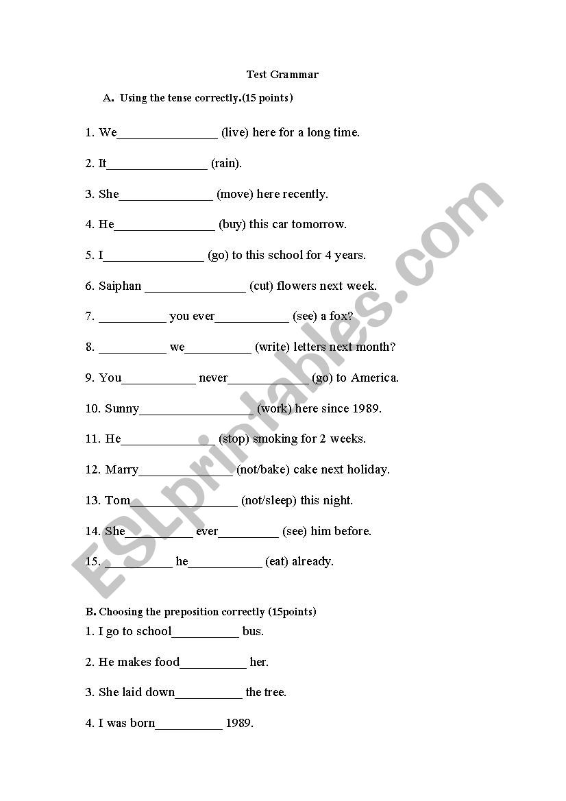 Grammar ESL Worksheet By Boomzy