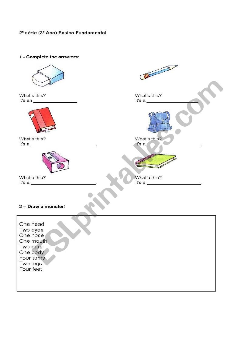 complete the answers worksheet
