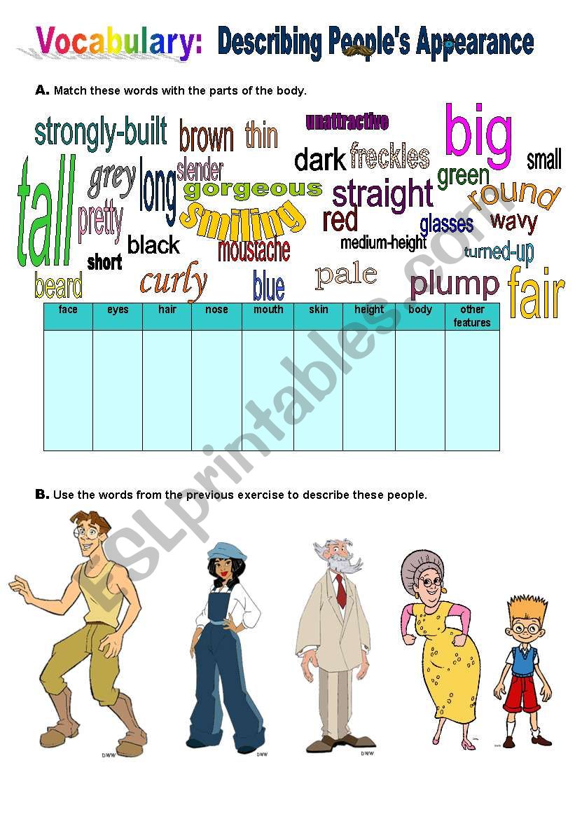 Describing People´s Appearance - ESL worksheet by atlantis1971