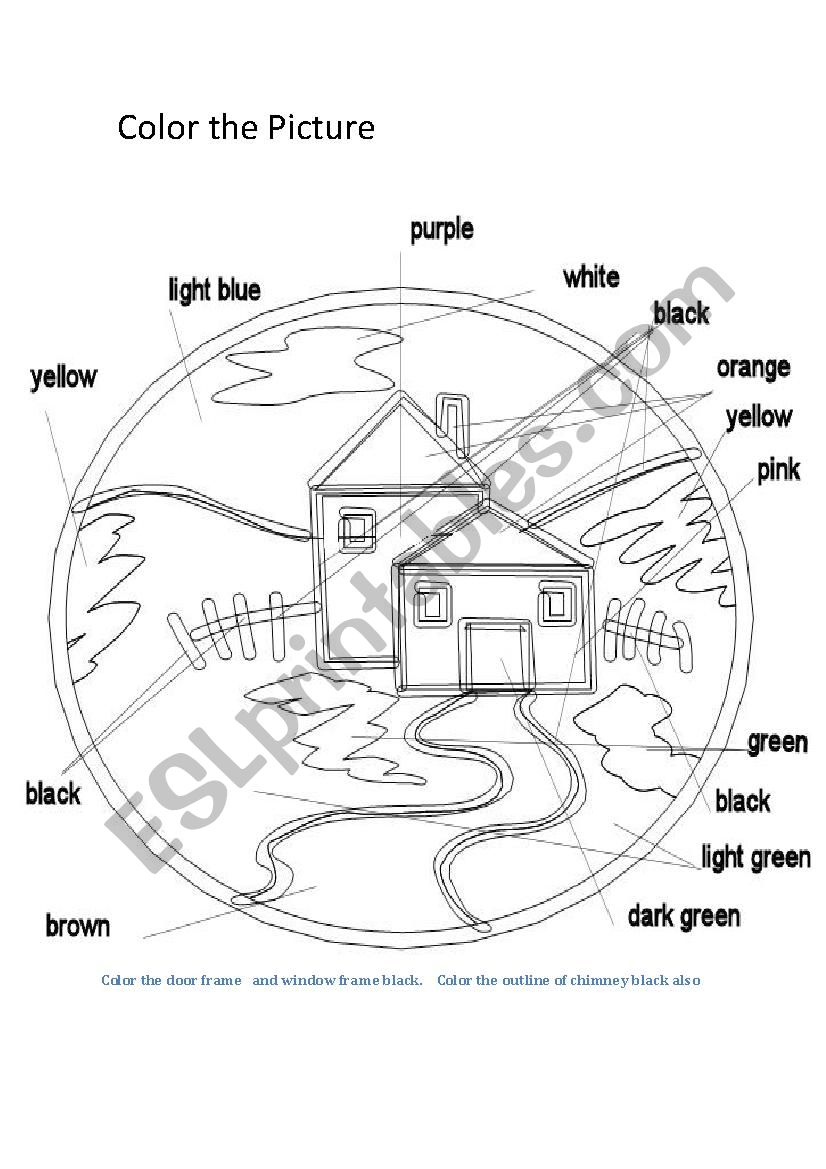 Color the Farm house worksheet