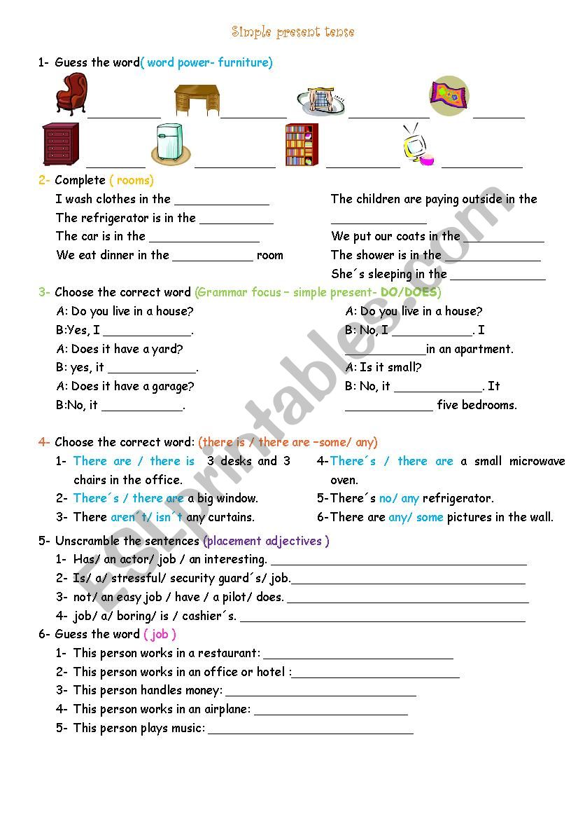 simple present tense worksheet