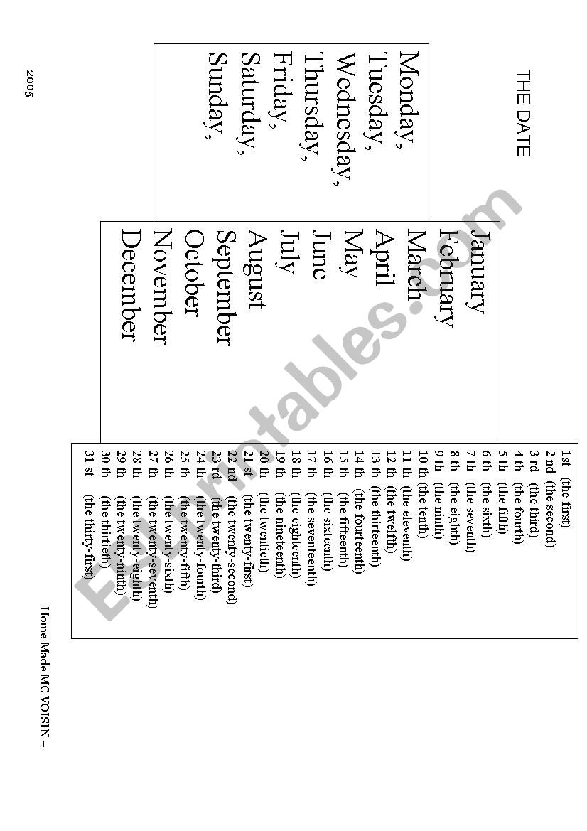 THE DATE worksheet