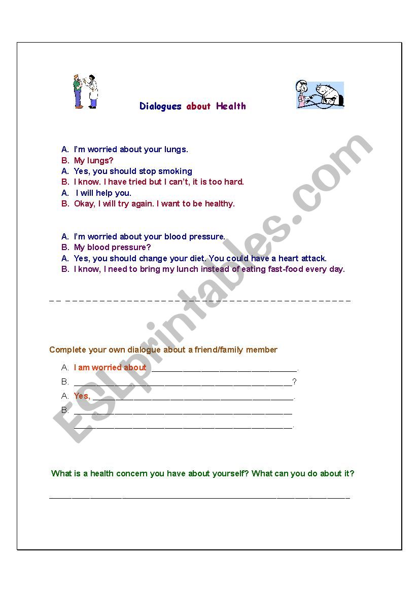 Dialogues About Health worksheet