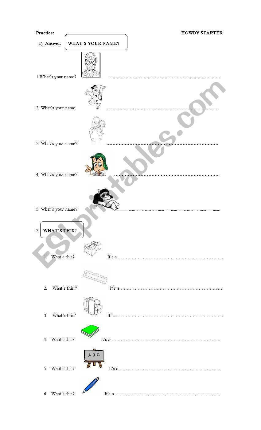 What´s Your Name? - What´s This? - Esl Worksheet By Cuentochino