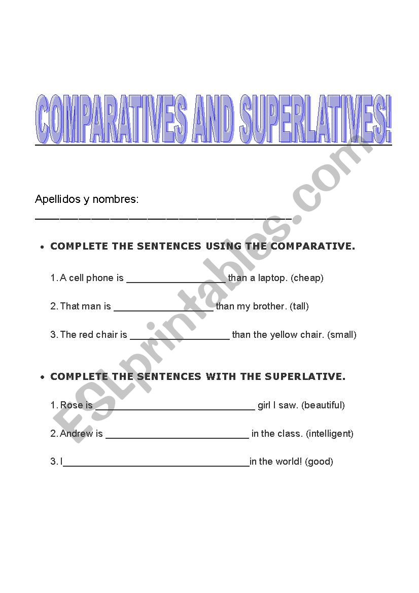 superlatives worksheet