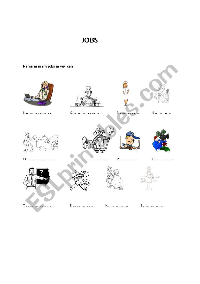 Jobs vocabulary worksheet