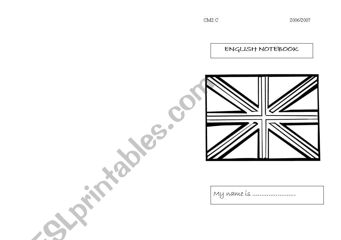 notebook cover worksheet