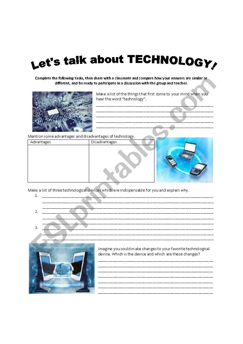 Lets talk about technology worksheet