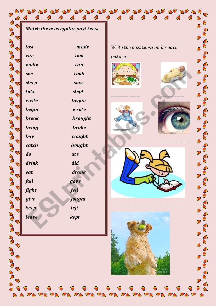 irregular past tense worksheet