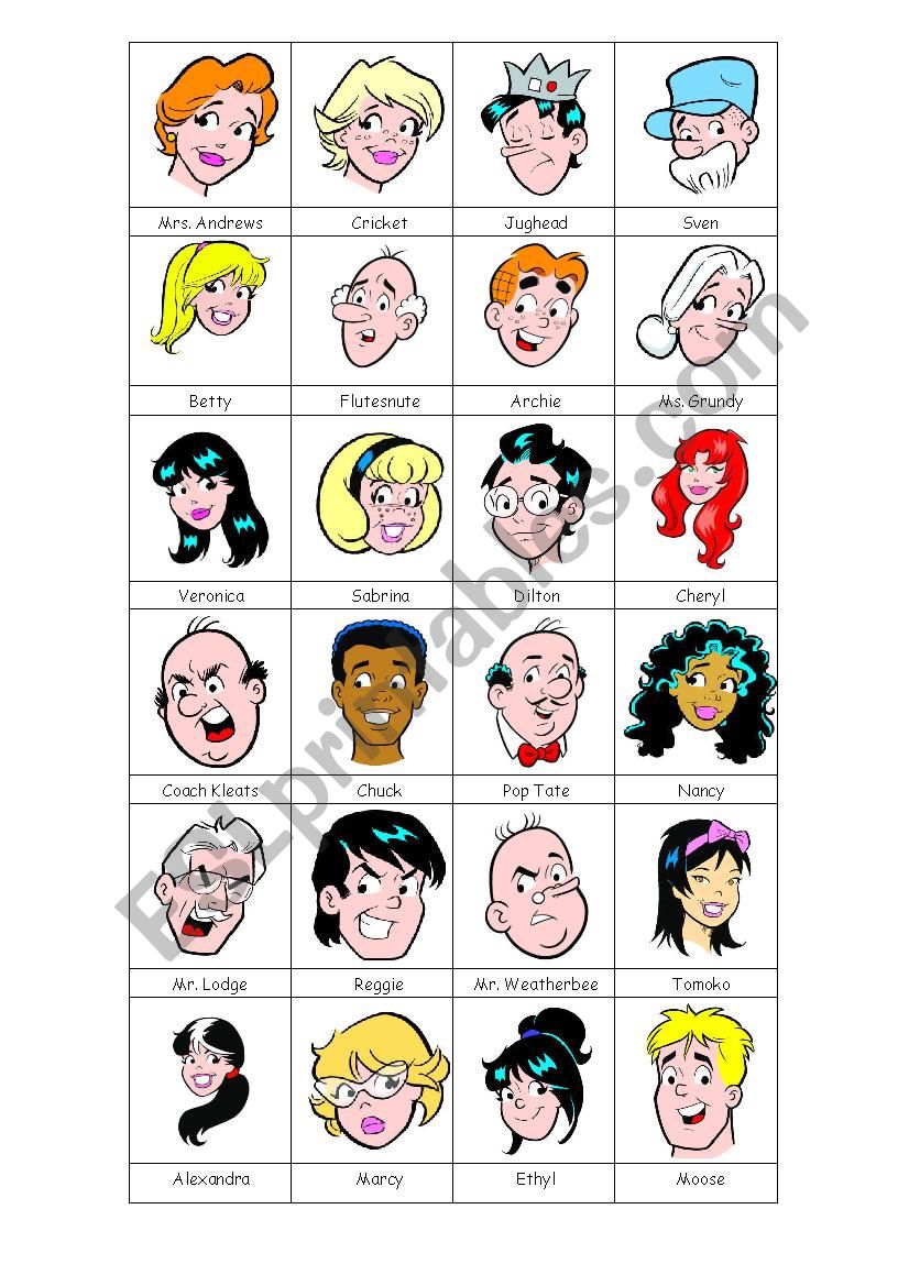 Archie Guess Who! - ESL worksheet by Calpis-sensei