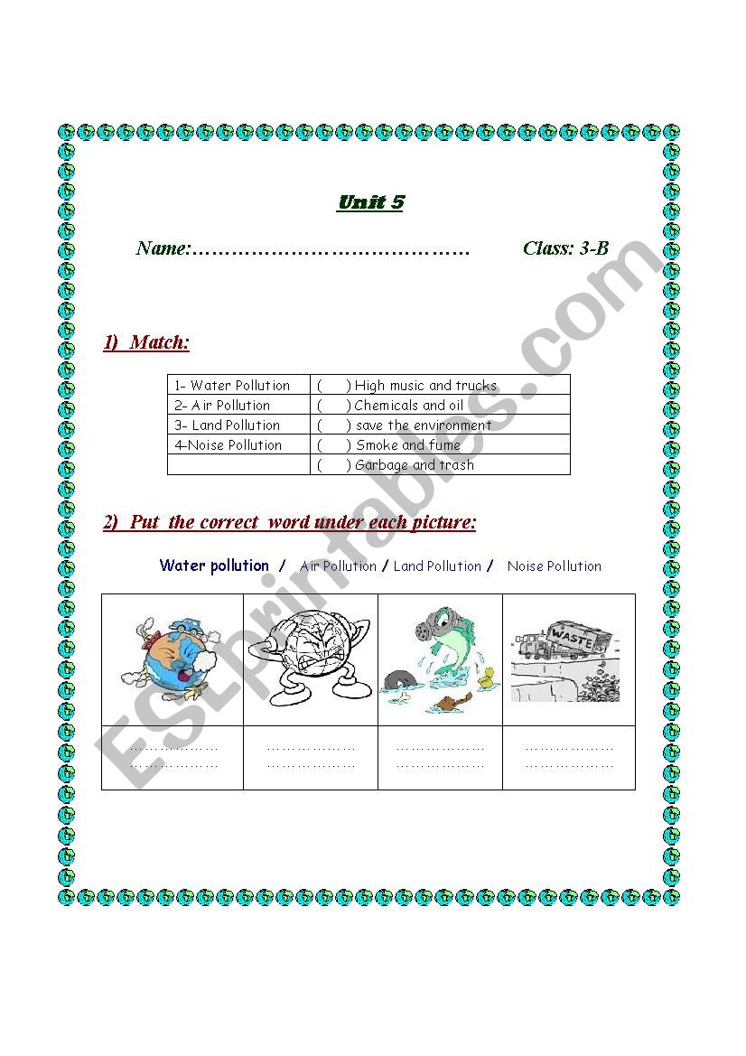 Types Of Pollution English Esl Worksheets In 2020 Pollution - Bank2home.com