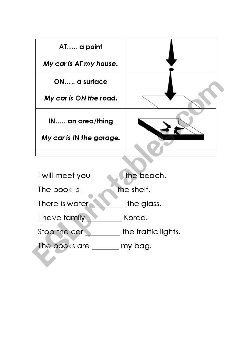 Basic Prepostions worksheet