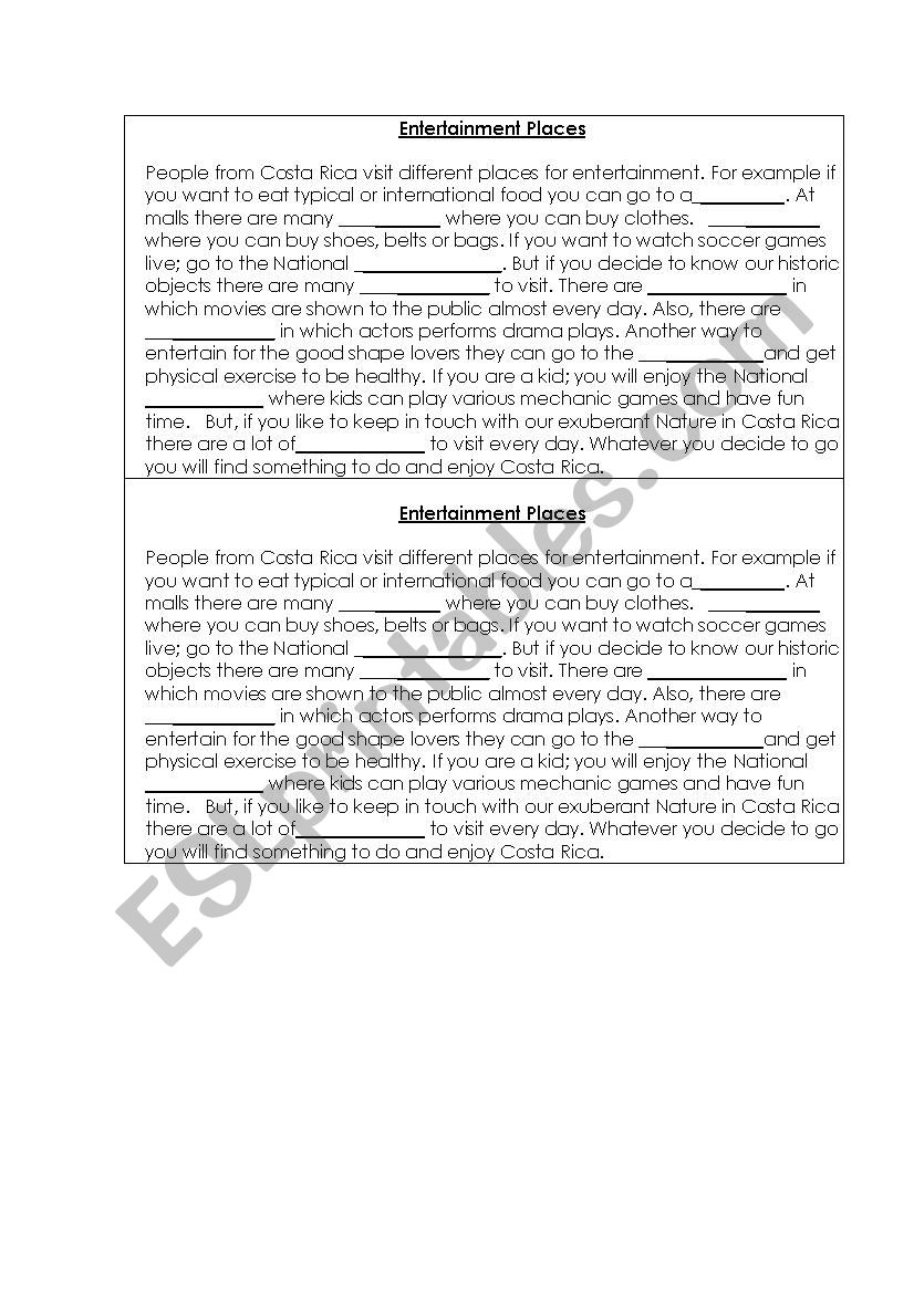 Entertainment  worksheet