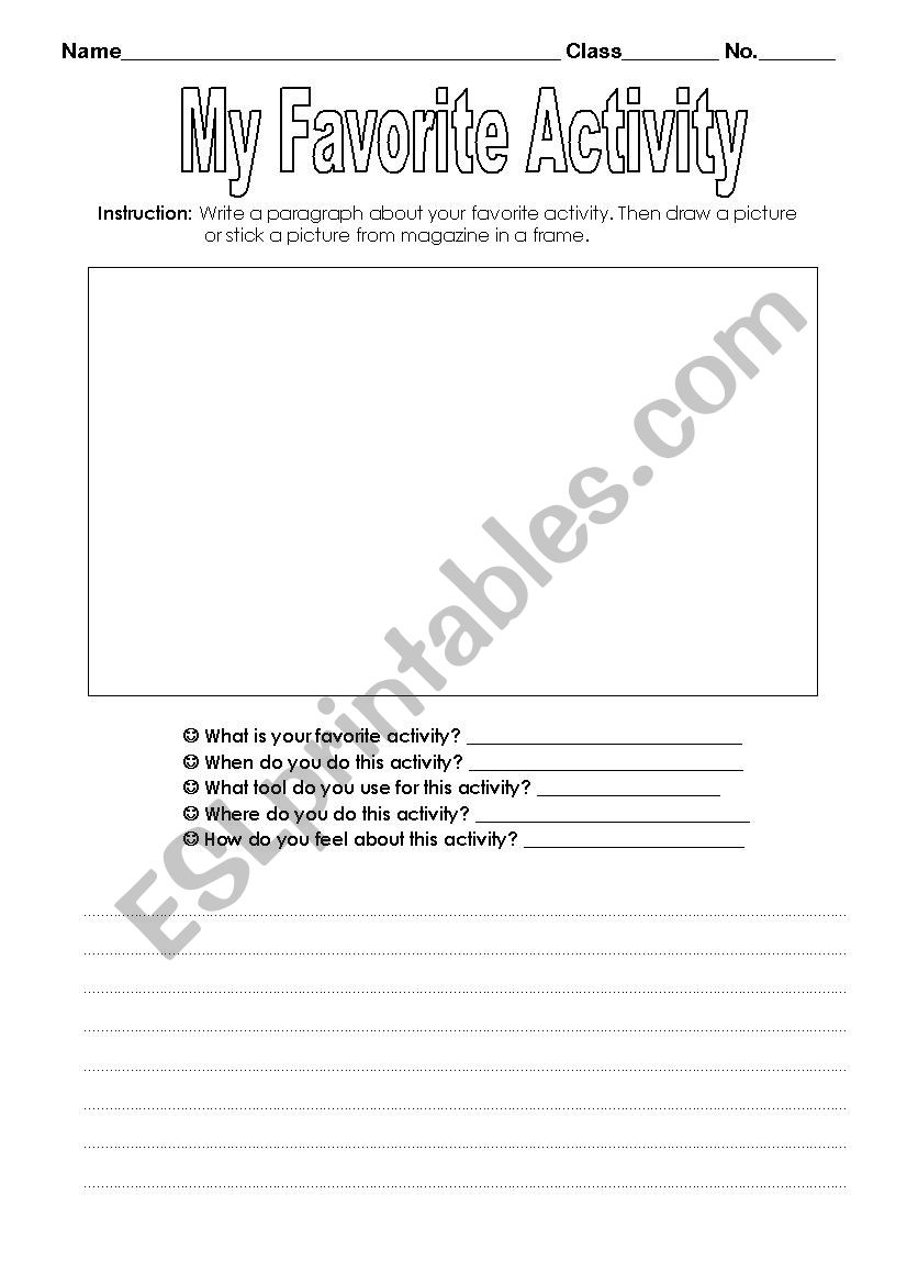 My Favorite Activity worksheet