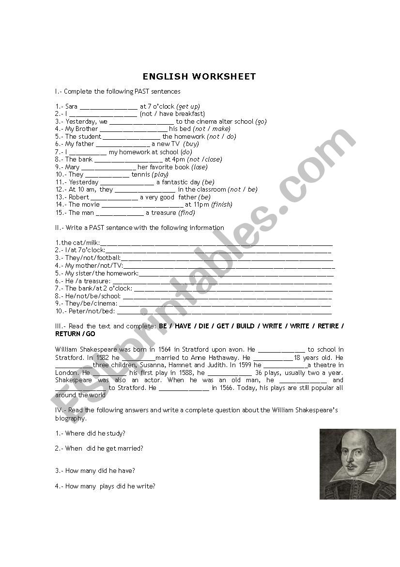 Shakespeare worksheet worksheet