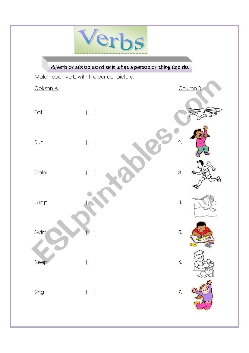 Verbs worksheet