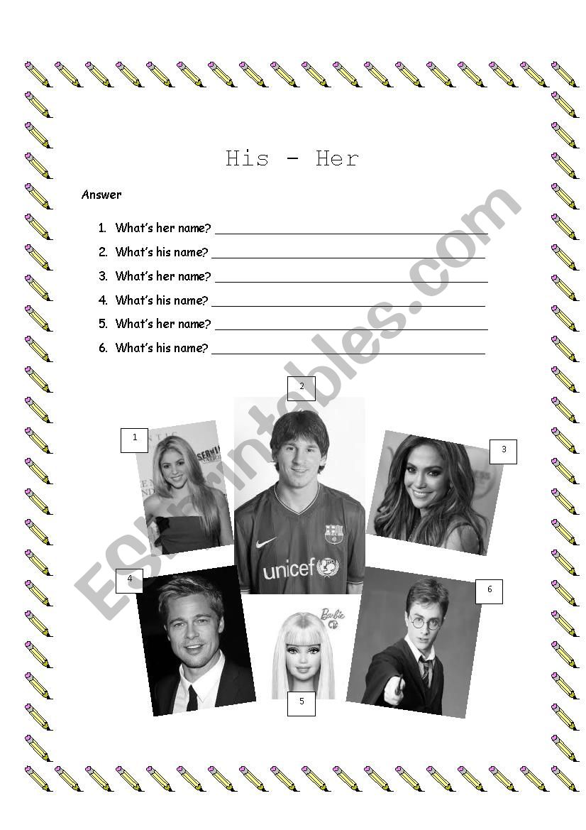 What´s Hisher Name Esl Worksheet By Julieta1 