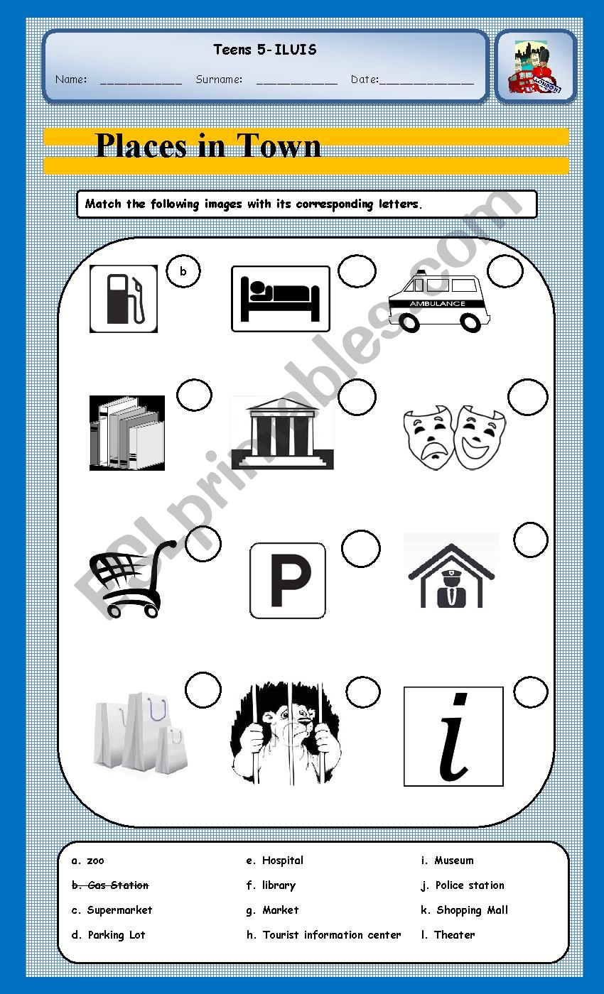 Places In Town ESL Worksheet By