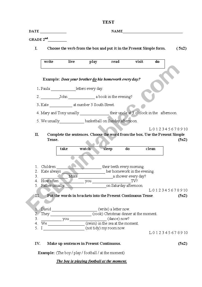 TEST worksheet