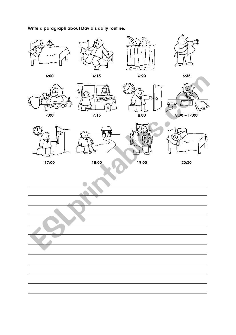 David´s routine - ESL worksheet by cosa2