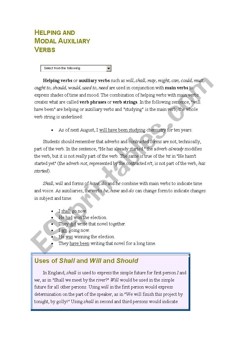 Modal verbs worksheet