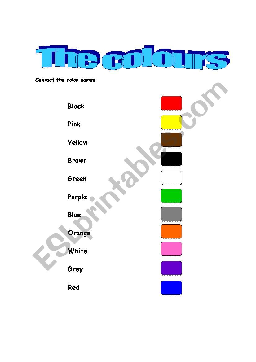 The colours worksheet