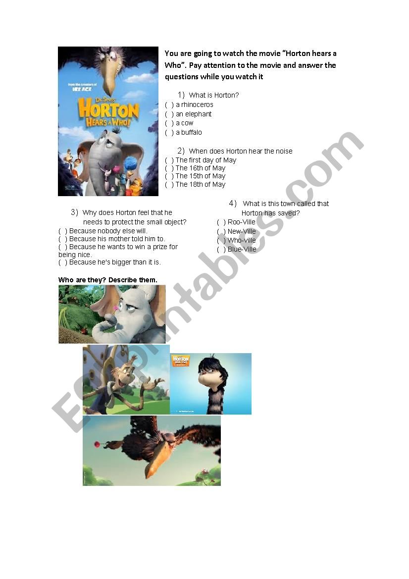 Horton Hears a Who - worksheet