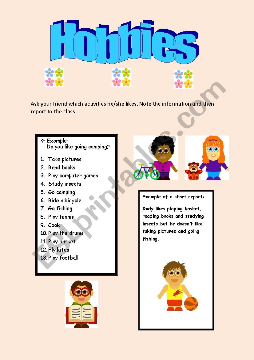 Hobbies worksheet