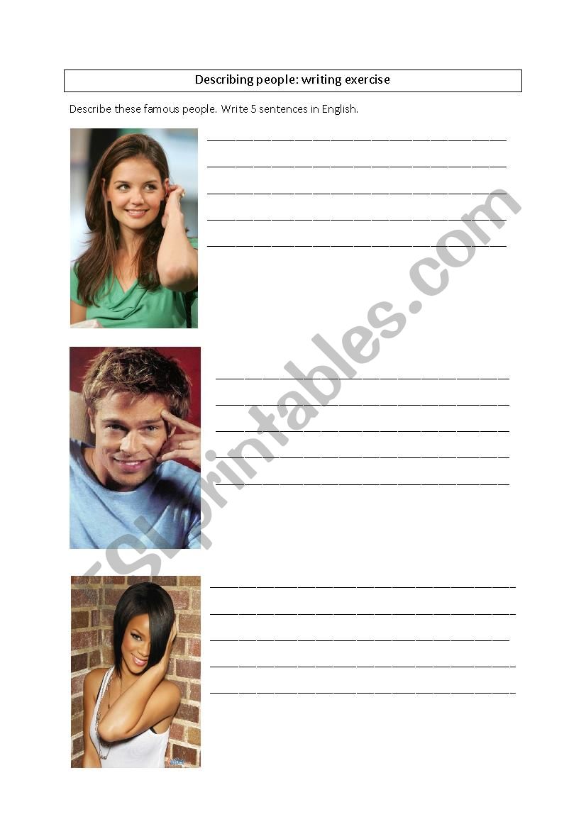 Describing people worksheet