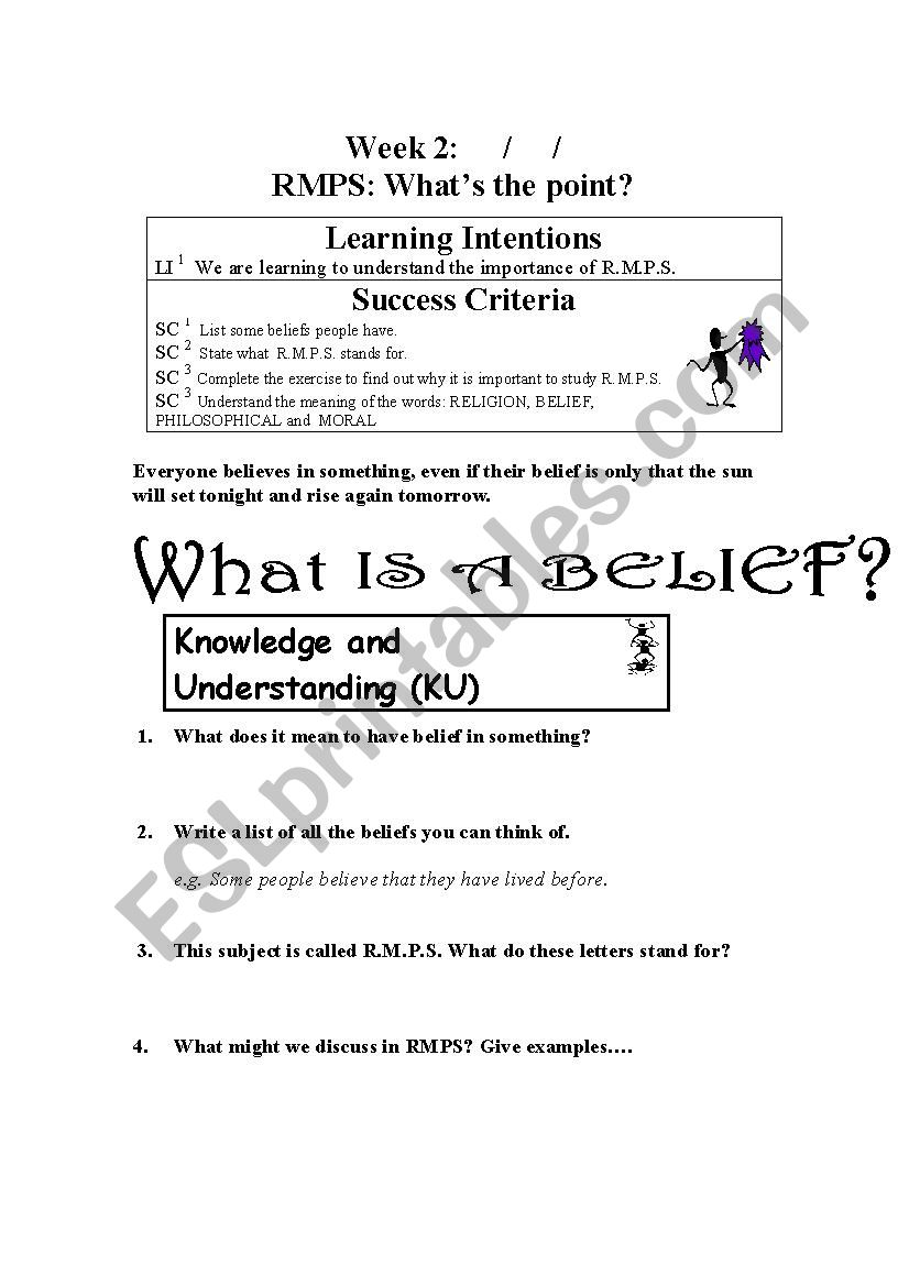 Belief 2 worksheet