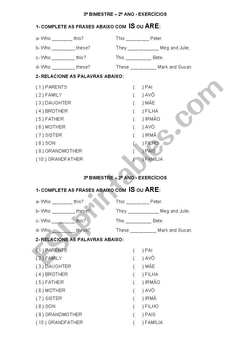 Family wors worksheet