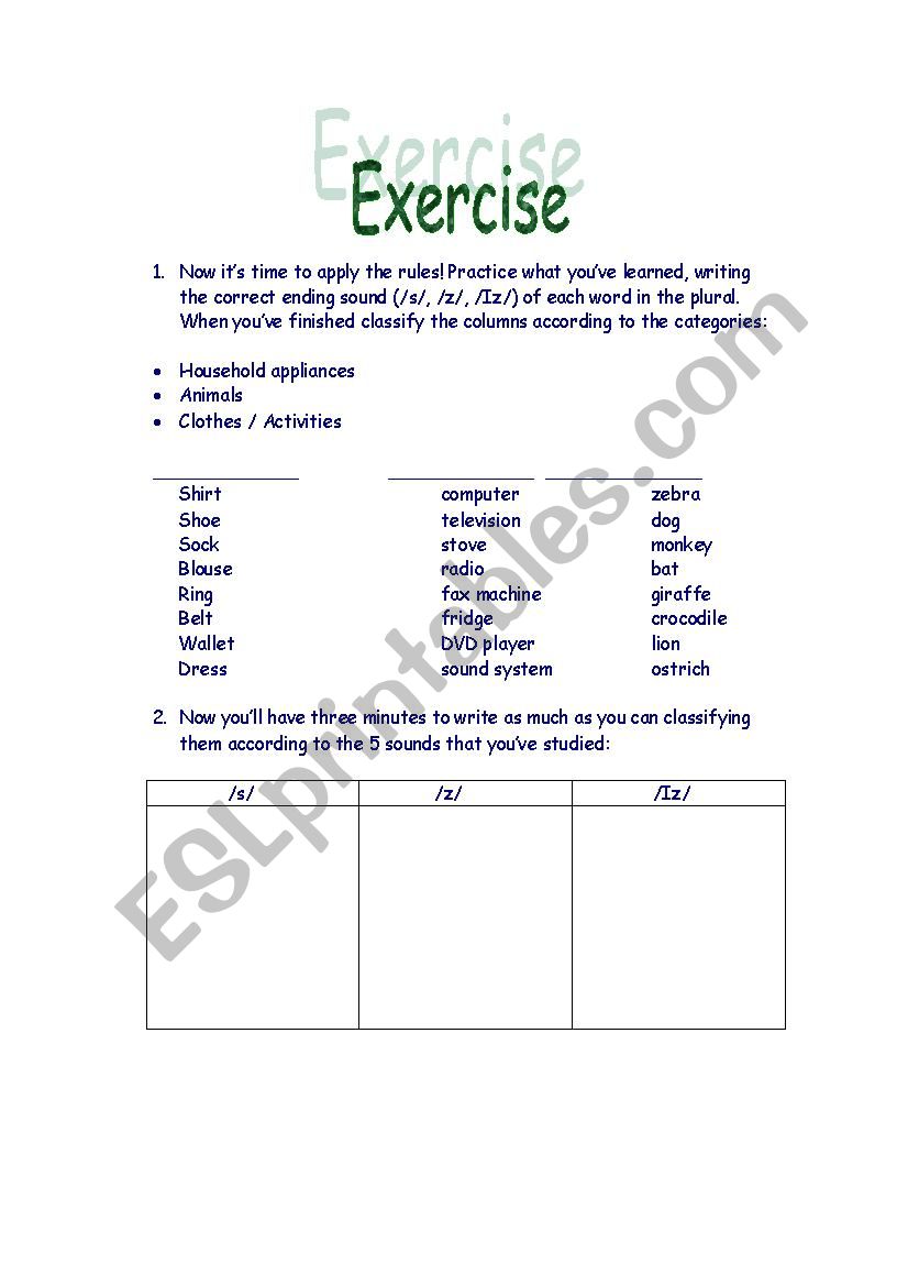 third person ending sound esl worksheet by dninow