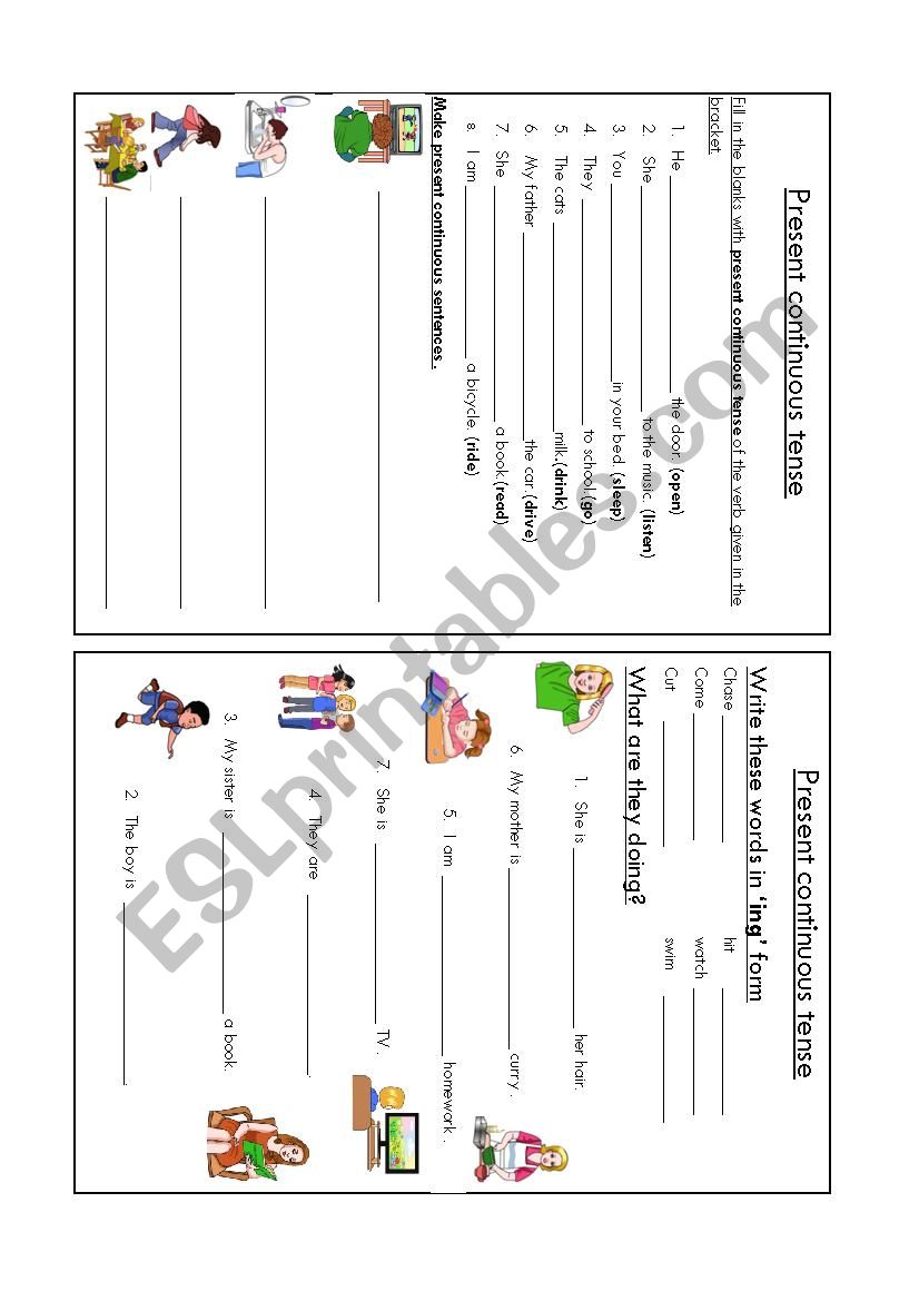 Present continuous tense worksheet