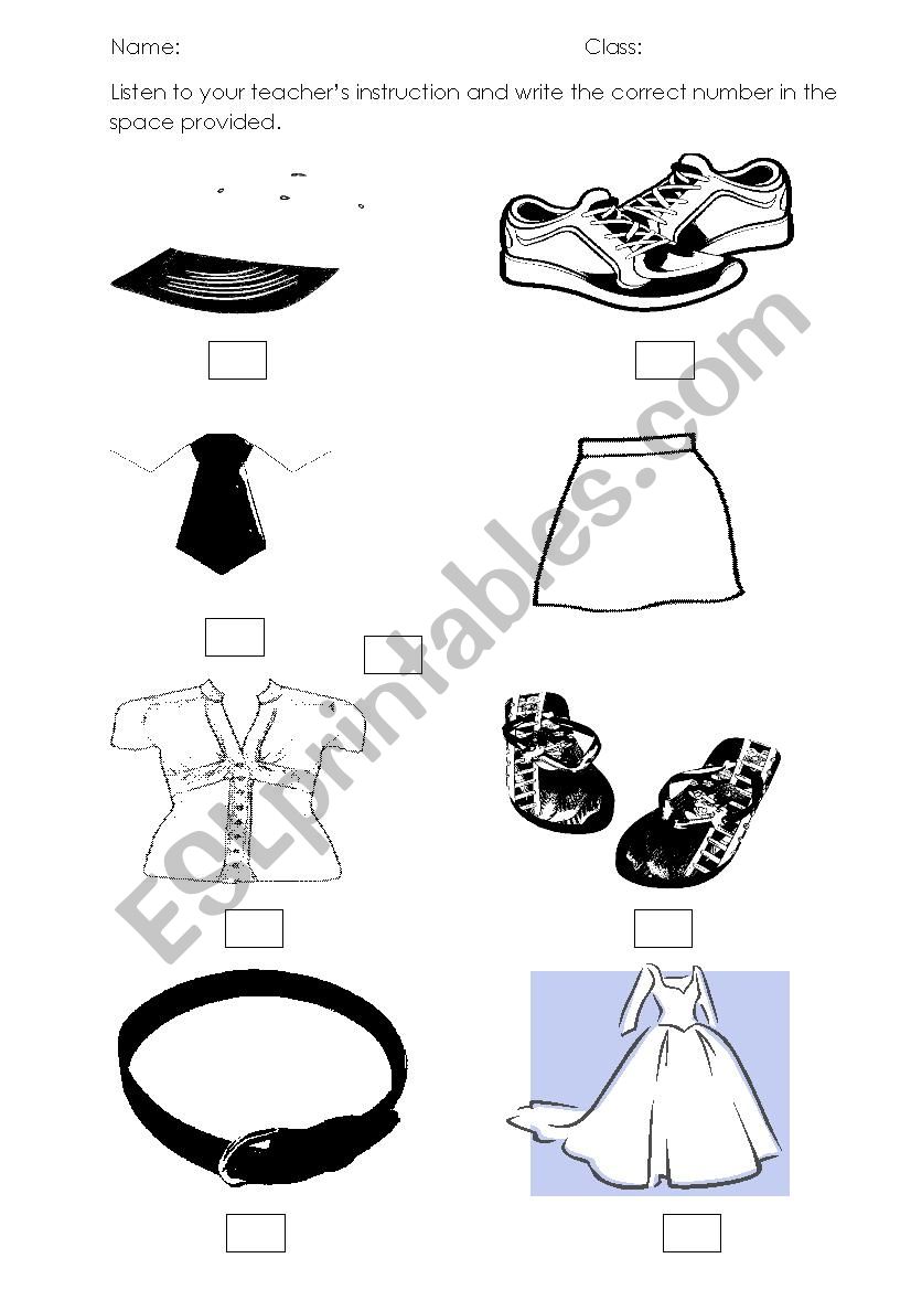 clothes worksheet