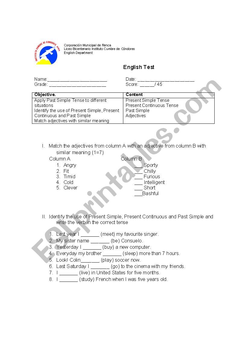 past simp worksheet