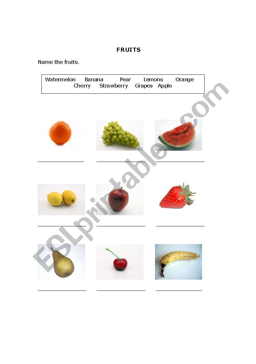 Fruits worksheet