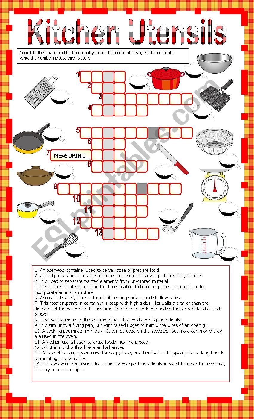 Kitchen Utensils Worksheet Free Esl Printable Worksheets Kitchen Utensils Esl Worksheet By