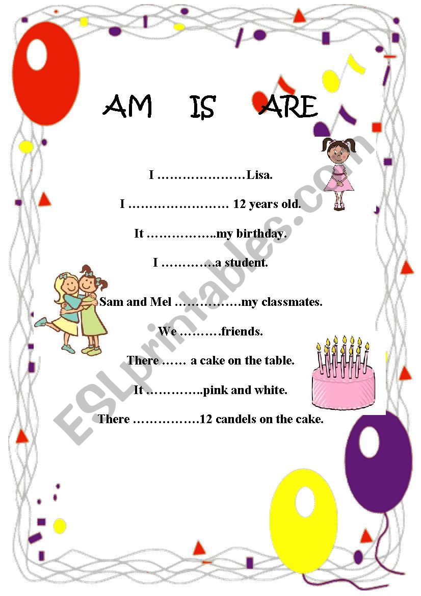 Am, is, are worksheet