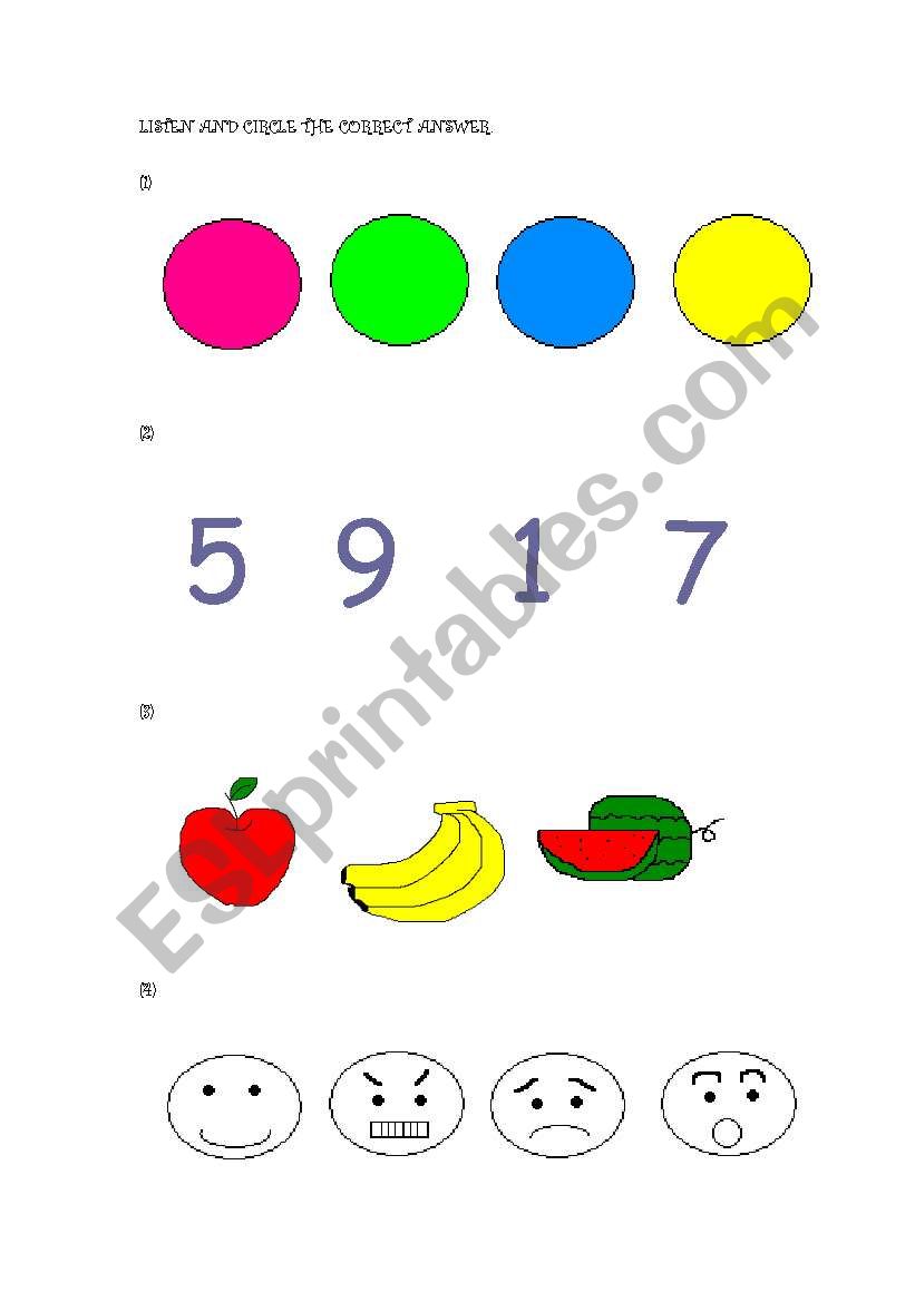 CIRCLE THE ANSWER worksheet