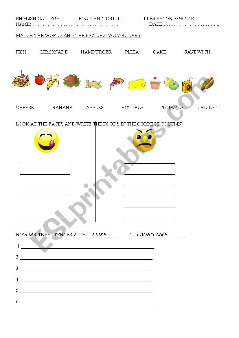 FOOD worksheet