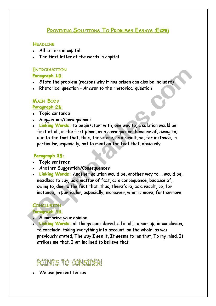 Providing Solutions To Problems Essays ECPE