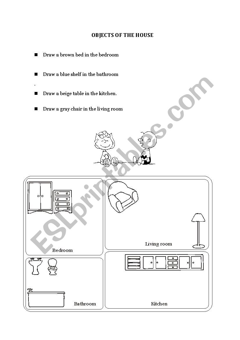 objects of the house worksheet